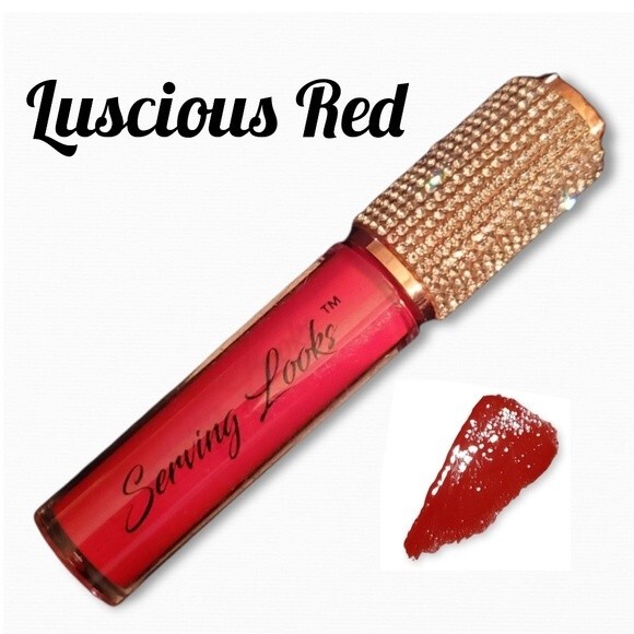 SERVING LOOKS BOSS GLOSS IN LUSCIOUS‎ RED Bling Sexy lips hot siren glam kiss - Picture 1 of 1